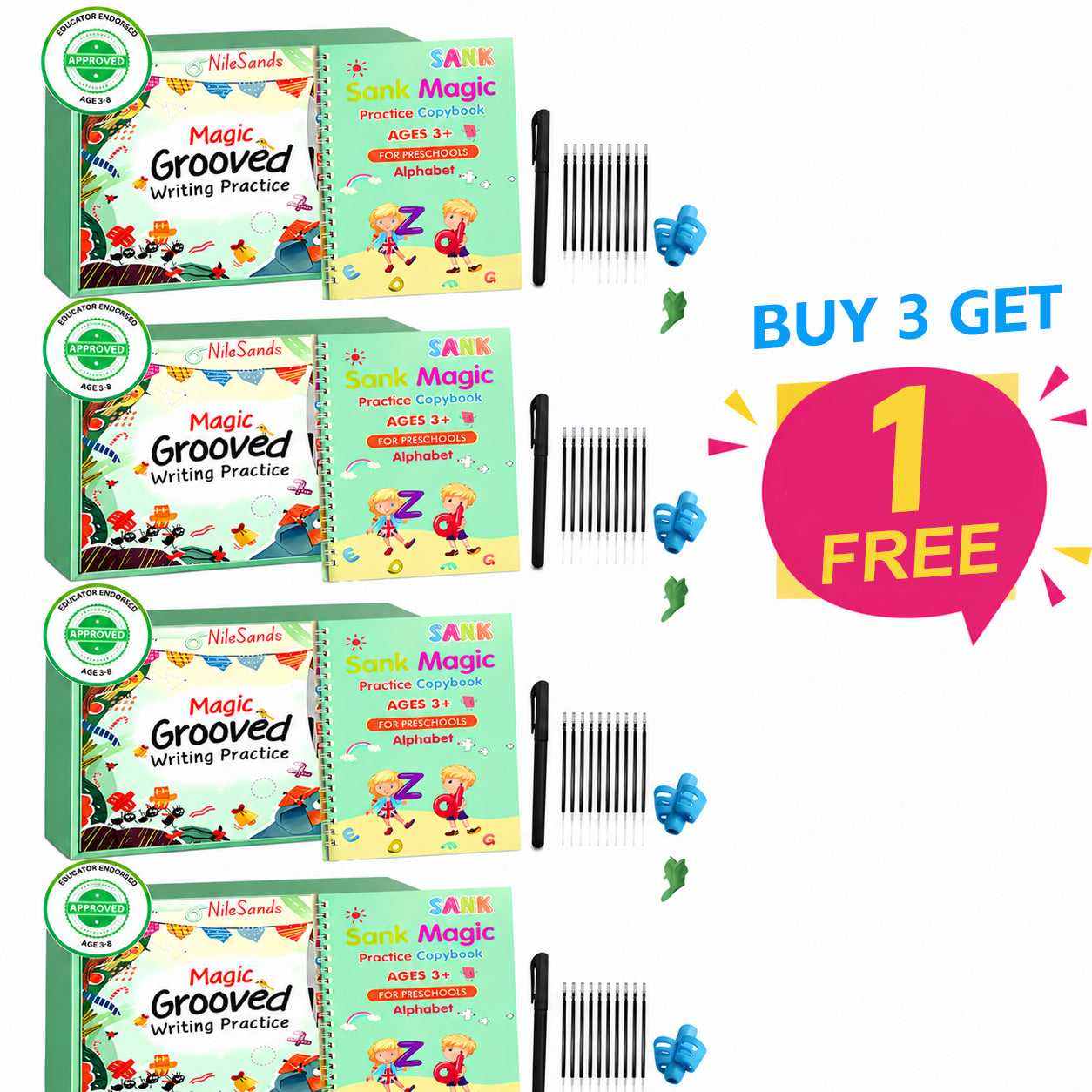 💥LAST DAY SALE 50%OFF📚MagicBook | Kids Practice Copybook Set (4Pcs/Set)