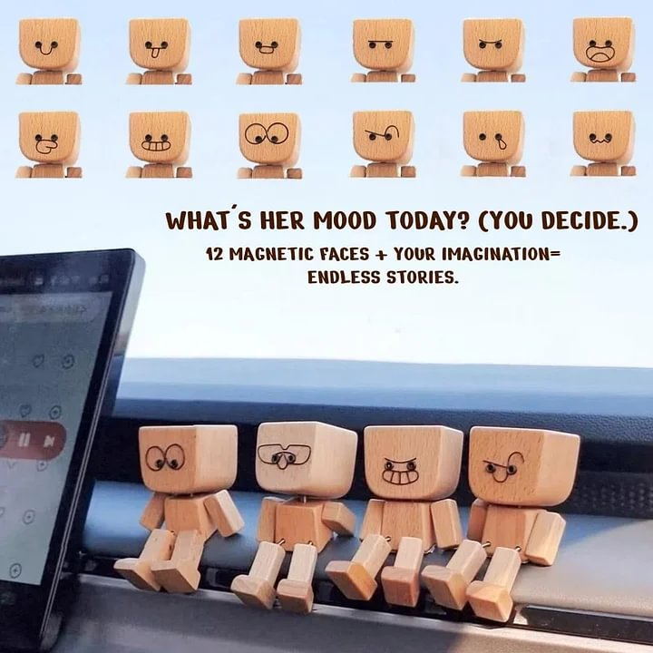 ⚡50K+ Sold🔥Selling Fast – Shaking Feet Wooden Doll - Sways with 12 Pcs Magnetic Expressions