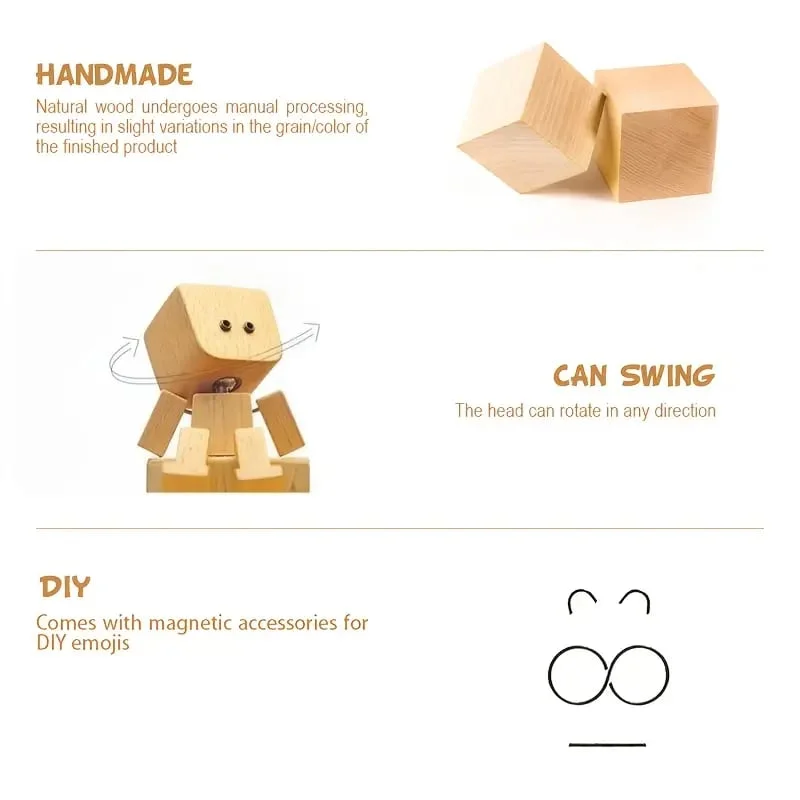 ⚡50K+ Sold🔥Selling Fast – Shaking Feet Wooden Doll - Sways with 12 Pcs Magnetic Expressions
