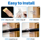 🔥6-Pack No Drill Needed Curtain Rod Holders Brackets | Heavy-Duty & Damage-Free