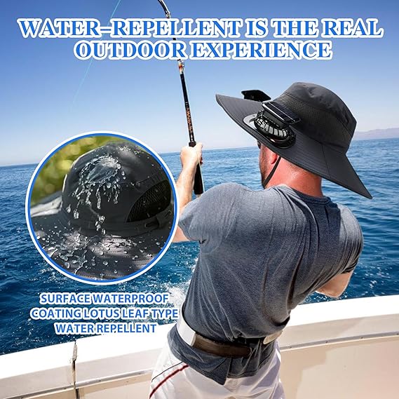 🔥Father's Day Sale 49% OFF - Wide Brim Solar Fan Outdoor Fishing Hat-Solar & USB Charging