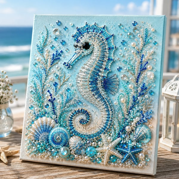🔥 Last Day 50% OFF - 🌊✨ Ocean Theme Pearl Art DIY Kit – Relaxing DIY Craft to Create Stunning Coastal Artwork