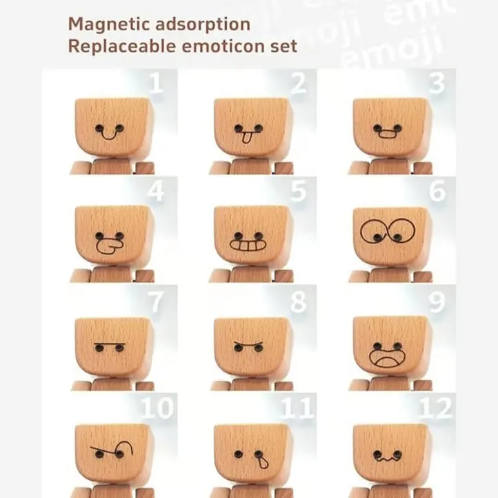 ⚡50K+ Sold🔥Selling Fast – Shaking Feet Wooden Doll - Sways with 12 Pcs Magnetic Expressions