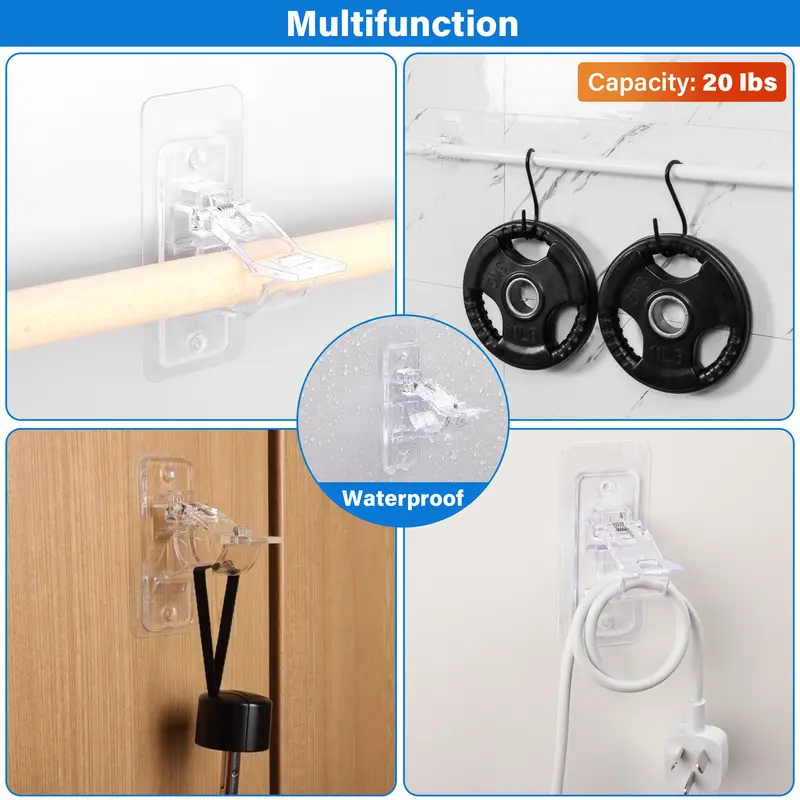 🔥6-Pack No Drill Needed Curtain Rod Holders Brackets | Heavy-Duty & Damage-Free