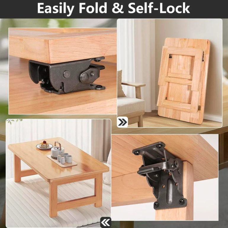 Heavy-Duty Folding Brackets with 90° Lock - Space-Saving Steel Hinges