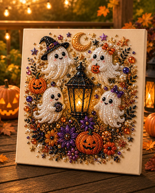 💥 Last Day 50% OFF – 👻✨ Halloween Pearl Art DIY Kit – Turn Tiny Pearls into Spooky-Cute Magic