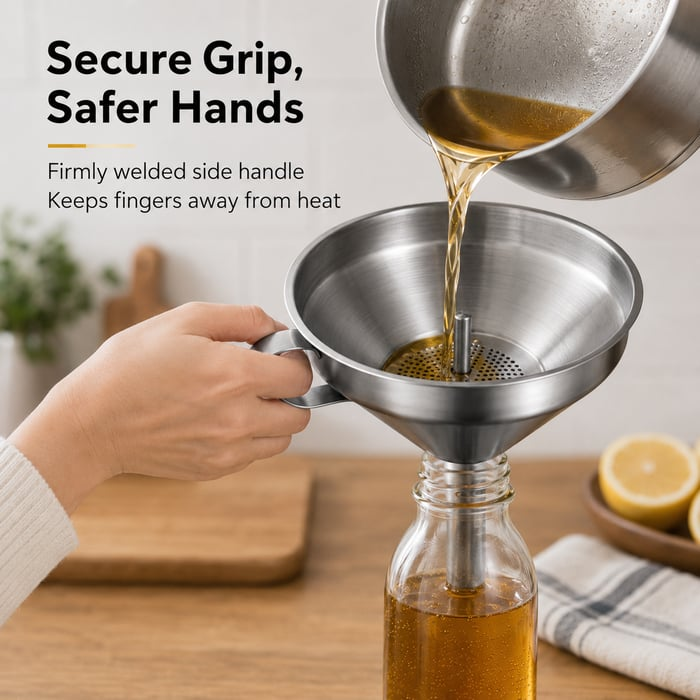 ⚡50K+ Sold🍳Heavy-Duty Stainless Steel Kitchen Funnel (Strainer Included)