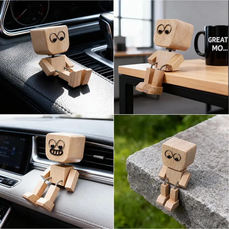 ⚡50K+ Sold🔥Selling Fast – Shaking Feet Wooden Doll - Sways with 12 Pcs Magnetic Expressions