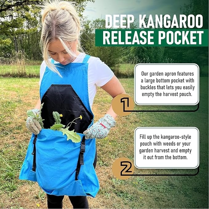 ✨Cross Back Gardening Apron With Deep Kangaroo Release Pockets
