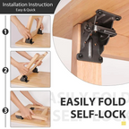 Heavy-Duty Folding Brackets with 90° Lock - Space-Saving Steel Hinges