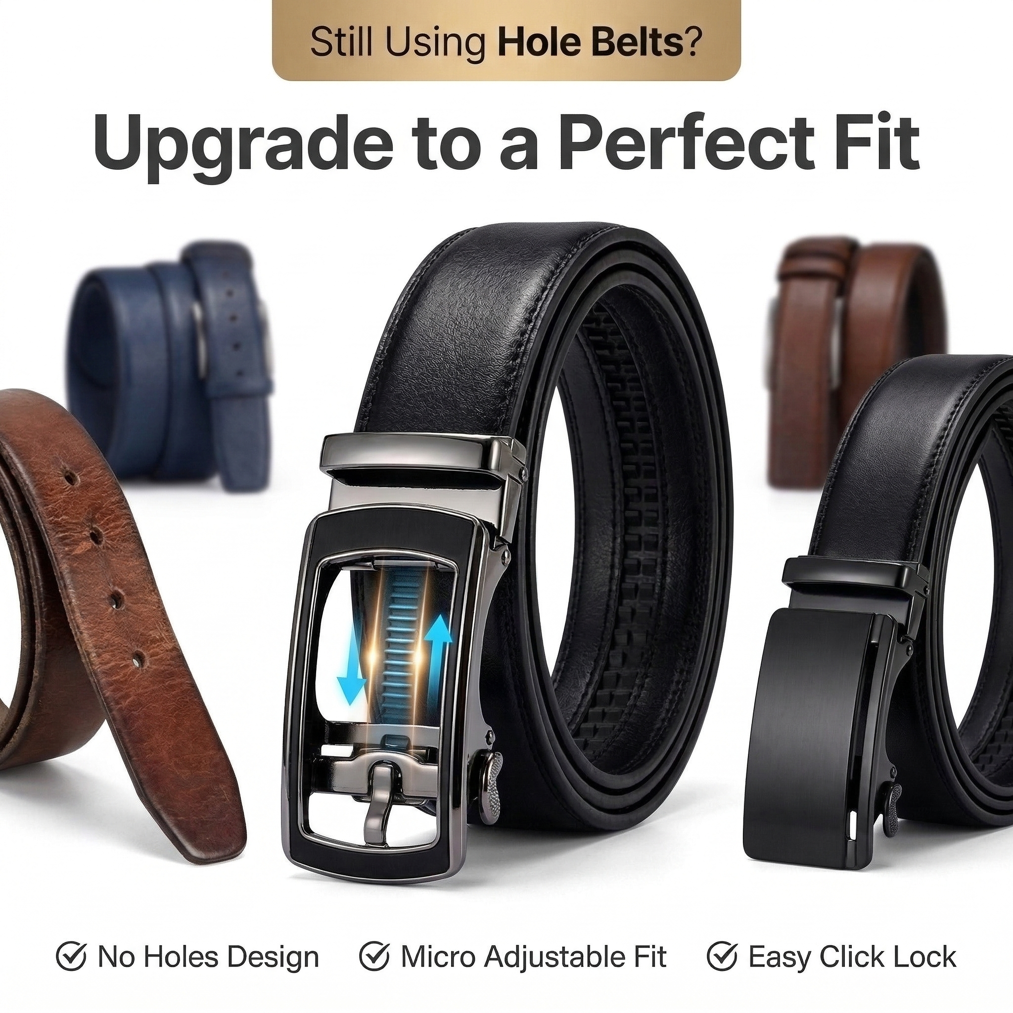 🔥Father's Day Sale 49% OFF - 🎁Leather Ratchet Belt With Adjustable Buckle