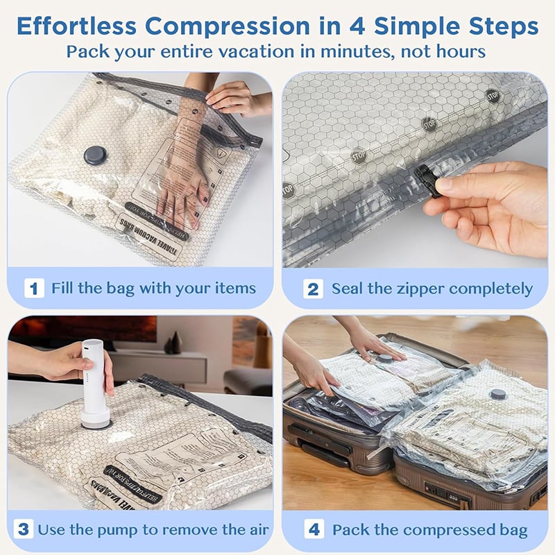 🎁 Mother's Day Sale 49% OFF - Cordless Travel Vacuum Storage Compression Bag Set