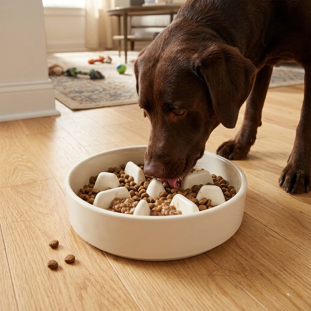Ceramic pet slow-eating bowl