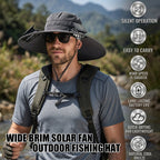 🔥Father's Day Sale 49% OFF - Wide Brim Solar Fan Outdoor Fishing Hat-Solar & USB Charging