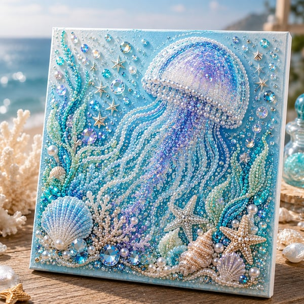 🔥 Last Day 50% OFF - 🌊✨ Ocean Theme Pearl Art DIY Kit – Relaxing DIY Craft to Create Stunning Coastal Artwork