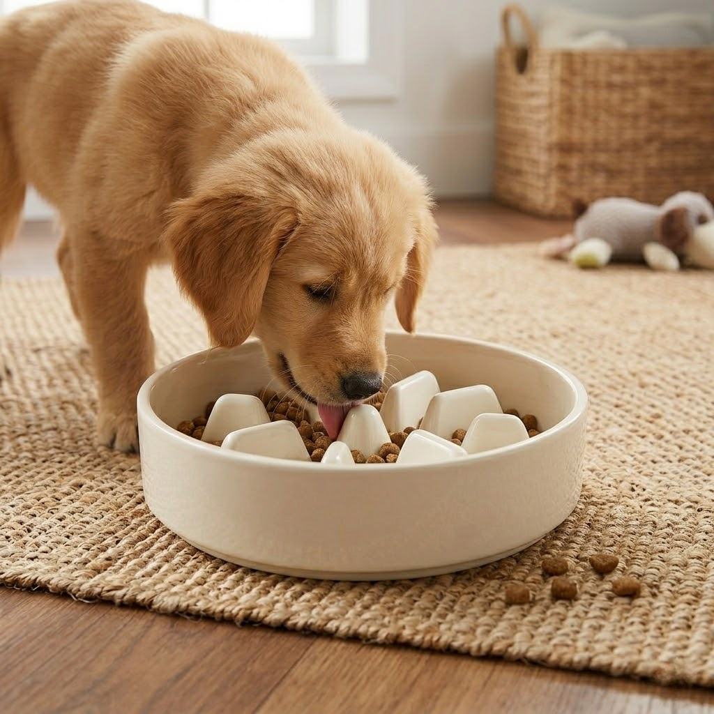 Ceramic pet slow-eating bowl